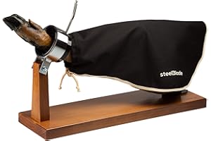 Steelblade - Cubre Jamón Color Negro con Borde Beige - Algodón 50% - Funda Jamón Extra Largo de 55 cm - Ideal Tanto para Jamones como Paletas