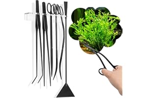 NEPTONION - 8 in 1 Aquascaping Tool Kit with Acrylic Storage Rack, Black Steel Aquascaping Equipment, Perfect for Creating a Stunning Underwater Landscape for Aquariums