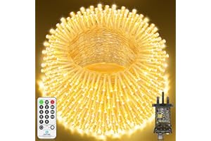 JXLEDAYY 403 FT 1000 LED Outdoor Christmas Lights Fairy Lights Plug in Extra Long Warm White Xmas String Lights Waterproof with Remote Timer 8 Modes for Outside Garden House Party Wedding Yard Tree Decorations