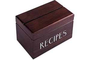 Apace Living Scatola per ricette in noce con carte e divisori di Apace - Scatola porta ricette 4x6 in legno stile vintage - Esclusivamente dalla collezione Premier - Può contenere 240 carte