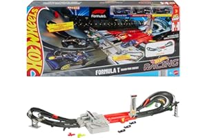 Hot Wheels Racing - Circuito Grand Prix, set pista con due modalità gara e booster motorizzato, include 3 veicoli di Formula 1 in scala 1:64, giocattolo per bambini, 5+ anni, JLB13