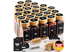 Deco Haus® Gewürzgläser eckig mit Holzdeckel 24er Set [+ Etiketten & Streueinsatz] - Gewürzdosen Set Glas - Gewürzbehälter Spice Jars - Aufbewahrung - Behälter für Gewürze - Gewürzaufbewahrung