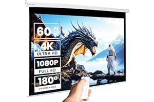 LUX-SCREEN Pantalla de proyeccion motorizada para proyector, cajetin de Acero Lacado en Blanco, Pantalla para proyector electrica con Mando inalambrico, Auto Enrollable, Compatible con 4K (60 Pulgadas 16:9 Pro)