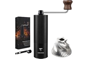SUNYA Kaffeemühle Manuell mit Kaffeerezeptbuch - Edelstahl Handkaffeemühle mit Kegelmahlwerk Mahlgrad - Präzises Einstellbar Kaffee Handmühle mit Holzgriff (MCG-02 Schwarz)