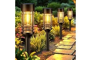 BUCASA Solarlampen für Außen Garten, 6 Stück Solarleuchten Garten mit Längere Arbeitzeit, IP65 Wasserdicht Extrem Helle Solar Gartenleuchten Deko für Balkon, Rasen, Terrasse, Hof Warmweiß Licht