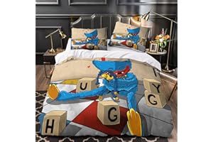 AUUSDA Poppy Playtime - Juego de funda de edredón de 3 piezas, suave, fácil cuidado, para niños, niñas, adolescentes (135 x 200 cm)