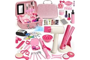 Tacobear Friseur Set Kinder Schminkkoffer Mädchen Friseurkoffer Haarstyling Zubehör Gefälschte Kosmetik Kaufmannsladen Rollenspiel Pretend Play Makeup Spielzeug Geschenke Mädchen ab 3 4 5 6 7 8 Jahre