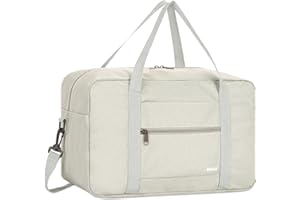 WANDF Bagaż Podręczny do Samolotu Składany Ryanair 40x20x25cm Torba Sportowa, Szpitalna, Weekendowa (Denim Beżowy 20l z Paskiem na Ramię)