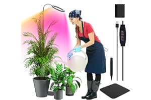 YUYMIKA 72 LED 5V2A lampada per piante a spettro completo, tubo flessibile regolabile a 360°, timer automatico 3/9/12, luce per piante da giardino con asta telescopica da 11,8-59 pollici