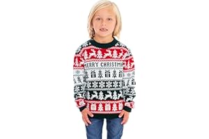SAANS247 Boys Girls Kids Children Unisex Christmas Xmas Knitted Novelty, Retro, Elf, Football Jumper Sweater