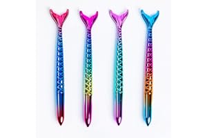 Toyseum 12 x Mermaid Fin Pens, Pretty Party Bag Fillers for Girls Party Bags, Mermaid Toys Gifts and Stationary Pen Sets for Girls, Set of 12 (4 Unique Colours)