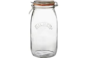 Kilner Clip Top Jar 3 Litre (3000 ml) Airtight Glass Storage Jar for Preserving Fruits Vegetables Coffee Tea Rice Flour Nuts Pasta