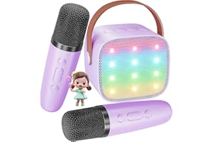 BONAOK Karaoke Mikrofon Kinder, Bluetooth Karaokemaschinen für Kinder Erwachsene, Karaoke-Player Mikrofon zum Aufladen, Kinder Karaoke Maschine(Lila)