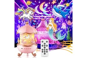 ONE FIRE Unicorn Night Light for Kids, with 15 Films & 10 White Noises, Rechargeable 1200mAh Toddler Night Light with 360° Rotation, Remote Control Unicorn Gifts for Girls, Toys for 1 Year Old Girls