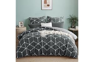 RUIKASI Pościel 220 x 240 cm ciemnoszara i biała pościel bawełniana, 100% oddychająca, przyjemna bawełna na gorące dni latem – 1 poszewka na kołdrę 220 x 240 cm + 2 poszewki na poduszkę 80 x 80 – 10 Jaren