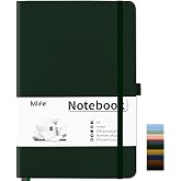 Mlife A5 Dotted Notebook, Notebook with 200 Pages, Thick 100 g/m&sup2; Ink-Resistant Paper, Notebook with PU Hardcover, Inner Pock