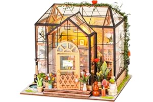 CSYY Mini Maison Fleurie, Maison de Poupée Miniature DIY avec Éclairage LED Puzzle 3D en Bois à Construire Cadeau Créatif Adulte & Adolescent