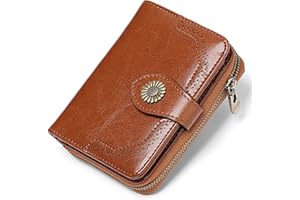 SENDEFN Leather Purses for Women, RFID Blocking Small Wallets for Women, Ladies Purse with Multiple Card Slots and Zipper Compartment
