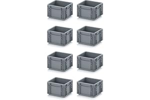 Auer Packaging 8x Eurobehälter-Eurobox 20 x 15 x 12 grau inkl. gratis Zollstock, 8er Set