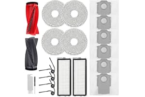 Zubehör für Roborock Qrevo S5V,Qrevo Curv,Qrevo Curv S5X,Qrevo Edge,Qrevo Edge S5A Staubsauger,1 Hauptbürsten,2 HEPA-Filter,6 Staubbeutel,4 Wischtücher,4 Seitenbürsten,1 Bürste,20 Pcs Ersatzteilset
