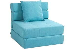 HOMCOM Schlafsessel klappbar, Schlafsofa, 2-in-1 Klappsessel mit Bettfunktion, Relaxsessel mit Kissen, Gästebett für Wohnzimmer, Schlafzimmer, bis 120 kg Belastbar, Blau