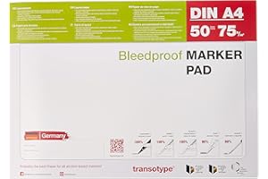 transotype Marker Pad, Layoutpapier für den Einsatz von Pigment-Markern, DIN A4, 70 g/qm, 50 Blatt, extrem weiß, säurefrei, Farbe schlägt nicht durch