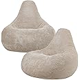 icon Dalton Cord Recliner Bean Bag Set of 2, Beige, Large Adult Bean Bag Chair with Filling Included, Comfy Chair, Living Room Furniture, Bedroom Furniture
