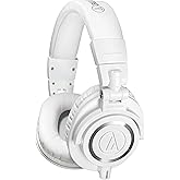 Audio-Technica M50xWH Studio Headset White Wired, Indoor - for Creators, DJs, Podcasting, Recording and Monitoring