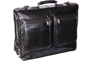 HOUSE OF LUGGAGE Luxury Real Leather Suit Carrier Business Travel Weekend Garment Dress Suiter Bag HLG829 Black