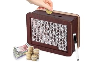 TIOODRE Tirelire en Bois, Tirelire avec Objectif Tirelire 1000 Euro Tirelire Réutilisable, Boite a Argent Numérique Tirelire pour Aider Enfants à Commencer à Economiser, Cadeaux de Noël pour Les Enfants