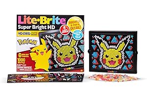 LITE BRITE Lite-Brite Super Bright HD, Édition Pokémon - Écran créatif rétroéclairé, Jeu éducatif pour les enfants, Améliore la créativité, Cadeau pour les garçons et les filles âgés de 6 ans et plus. Jeu simple