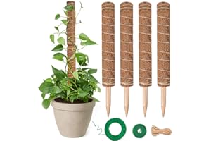4 Stück 40CM Moosstab Monstera, Garden Sage Verlängerba Monstera Rankhilfe für Pflanzen, Kokos Pflanzenstab Monstera Moss Pole für Garten Kletterpflanzen Zimmerpflanzen