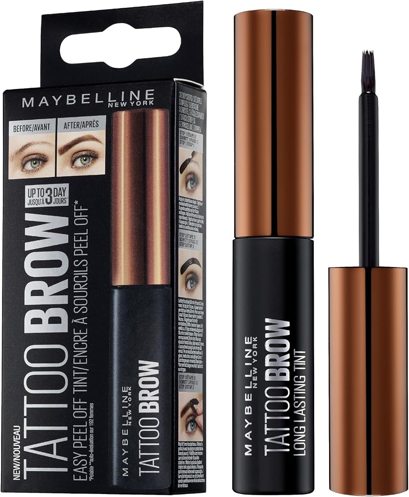 Maybelline New York Tattoo Brow Geçici Kaş Dövmesi, Açık Ton, 4.9 ml | Yarı kalıcı efekt, soyulma formülü, kaş tanımı, kolay uygulama, dövme brow