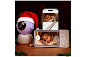 Boifun Babyphone mit Kamera & 2K/3MP APP Steuerung, 5" WLAN Video Babyfone, 360 Grad IR-HDR Nachtsicht, Weinen-/Bewegungs-/Geräusch-/Temperaturüberwachung, Automatische Verfolgung, 3000mAh Akku