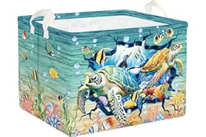 Clastyle Żółw morski kosz na pranie dla niemowląt ryby ubrania dla dzieci kosz do przechowywania składane pudełko na zabawki dla chłopców do pokoju dziecięcego, 3D, 40 * 30 * 30 cm