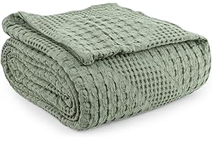 Milam London Soft Throw Blanket | 100% Cotton Throws For Sofas | Bed Throw Double Size | Sofa Throw Large 2 Seater | Bedspreads Double Size | Joanna Collection | 170 x 250 cm - Sage Green