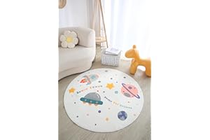 AIQII Kinderteppich Rund Waschbare Spielteppich Rutschfester Teppich Kinderteppiche Runden Kindermatte für Babyzimmer Schlafzimmer 120cm