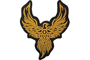 ELLU Phoenix Toppa termoadesiva con uccellini, motociclista e aquila, ricamata