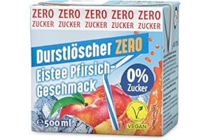 ‎DURSTLÖSCHER Durstlöscher Eistee Pfirsich ZERO 12 x 500 ml: Zuckerfreies Erfrischungsgetränk mit Tee-Extrakt & Pfirsichgeschmack, Pfandfreies Trinkpäckchen, Vegan, Ohne Kohlensäure, Ideal Für Unterwegs & Zuhause