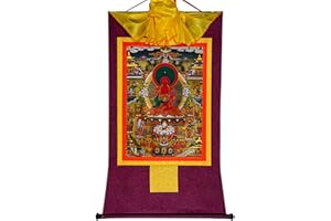 Gandhanra Thangka Tibétain - Terre Pure d'Amitabha Thangka - Peinture Tantrique Bouddha à Dorure - Tapisserie Mural pour Décoration Zen - Méditation et Relaxation Spirituelle
