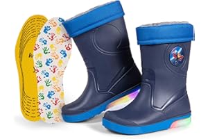 CLUB4BRANDS Wellies Wellington Boots for Children, Detachable Faux Fur Lining With Extra Kaps Insoles, Cool Sole Light Up LEDs and Reflective 3M Scotchlite, Made in Italy