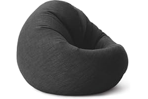 Lumaland Interior Line Poltrona a sacco 120 x 80 x 75 cm | Pouf 2 in 1 per interni | Con imbottitura da 300 l | Rivestimento effetto lino [Grigio scuro]