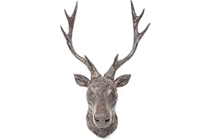 Darthome Ltd Vintage Aged Resin Reindeer Deer Stags Antlers Head Wall Mounted Large Sculpture