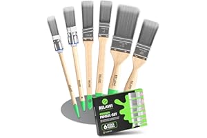 ‎RELAWI Premium Malerpinsel Set 6-teilig | Streichen von Wandfarbe, Acryl & Heizung | Lackierpinsel für Holzlasur | Pinsel aus 100% synthetischen Borsten für Profi Maler