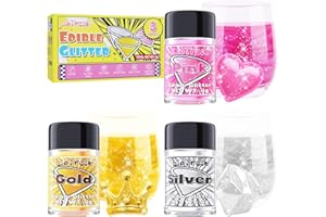 LIOTRESK Edible Glitter - 3 Colours Edible Glitter for Drinks, Luster Dust for Cake Decorations, Sprinkles Cocktail Glitter for Christmas, Halloween, Muffins, Chocolate, Fondant - Gold, Silver, Pink