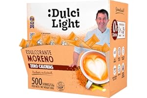 DULCI LIGHT DULCE Y FAVORABLE Édulcorant Brun Granulé 600 Sticks 100% Natural DulciLight | 500 Sticks + 100 Gratuits | au goût naturel du sucre brun | Catégorie Gourmet |