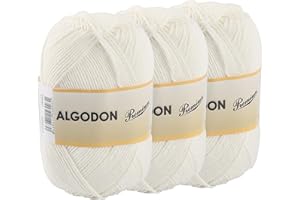 ETREXONLINE Gomitolo Filato 220 Metri di 100% Cotone Perfetto per Maglia e Uncinetto – Colore Greggio 100 gr x 3 Pezzi