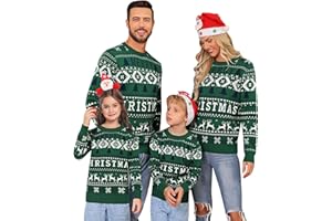 Migcaput Maglione Natalizio Donna Uomo Bambini Maglione di Natale Famiglia Girocollo Maglione a Maglia Christmas Inverno Renna Unisex Maglione Natalizio