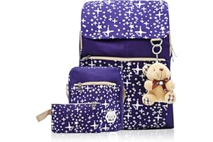 Pahajim Star Printed Canvas School Bag 3 en 1 Set, Incluye Bandolera, Bolsa de Almuerzo y Estuche para lápices, Linda Mochila Impermeable de Gran Capacidad para Niñas, Niños y Niños