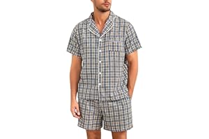 Irdcomps Pyjama Homme Coton Court Ete Ensemble de Pyjamas été Vêtements De Nuit Vêtements de détente à Manches Short Pyjama Col Rond Loungewear 2 Pièces Confortable Doux